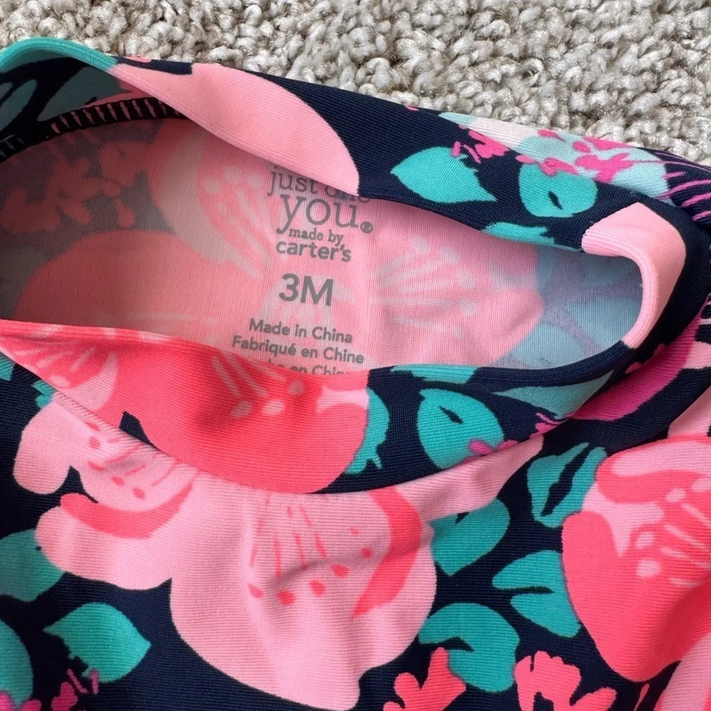 Carters baby girl two piece swimsuit long sleeve rashguard floral size 3 months